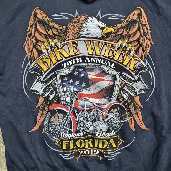 Bike Week 76th Annual Daytona Beach Black Hoodie 2019 Mens Size Medium - Picture 6 of 6